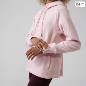 Athleta Cozy Karma 1/4 Zip Hoodie in Heathered Pink